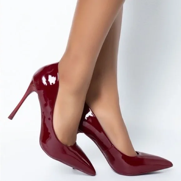 Azalea Wang Burgundy Stiletto High Heel Pumps - Picture 1 of 4